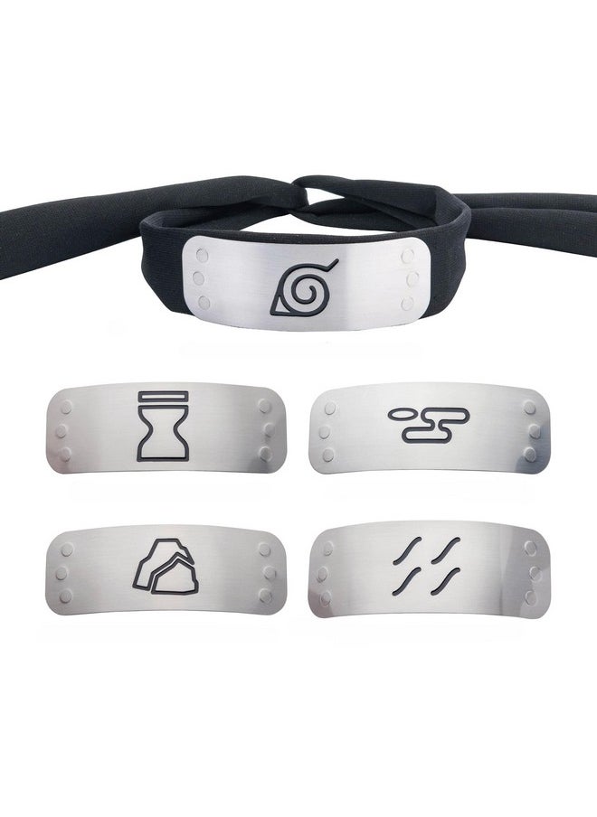 Naruto Cosplay Headband Set With 4 Village Plates  - Image 1