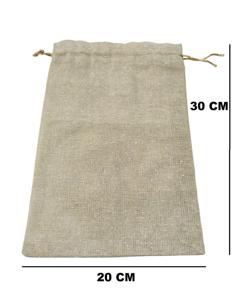 Just Flowers 12 Inch X 8 Inch Jute Potli Bags Large Size, Jute Bags For Shagun Gifts, Return Gifts, Dry Fruits, Wedding Women Gift Packing (Plain Large Jute Pouches Pack Of 10),Natural - Image 3