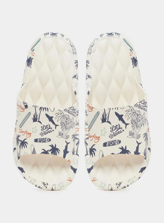 Take Two Take Two Printed Thick Sole Slippers