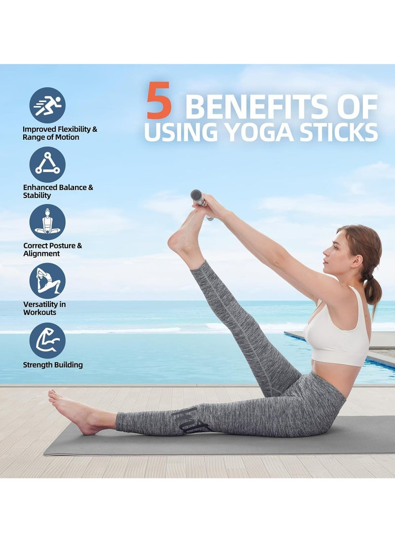 أوزيغالور عصا يوغا قابلة للتعديل، 5 أقدام من الفولاذ المتين مع 4 قضبان فولاذية ومقابض إسفنجية لللياقة البدنية وإعادة التأهيل وتحسين الوضع - Image 3