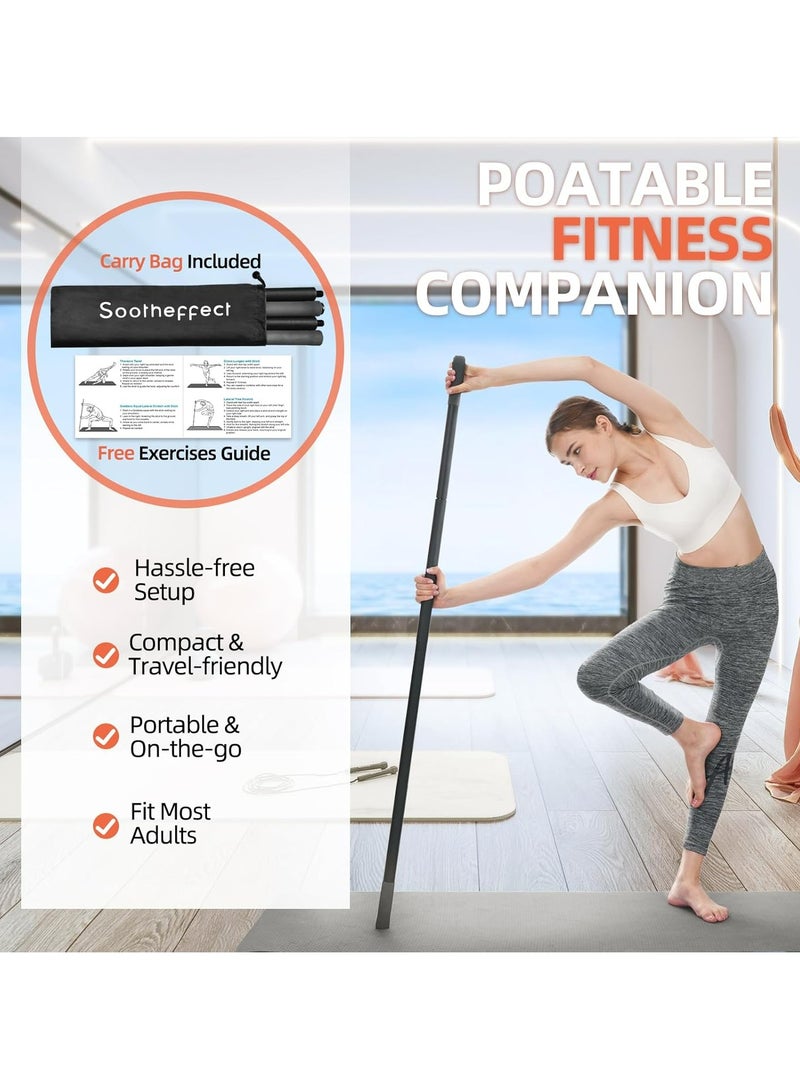 أوزيغالور عصا يوغا قابلة للتعديل، 5 أقدام من الفولاذ المتين مع 4 قضبان فولاذية ومقابض إسفنجية لللياقة البدنية وإعادة التأهيل وتحسين الوضع - Image 4