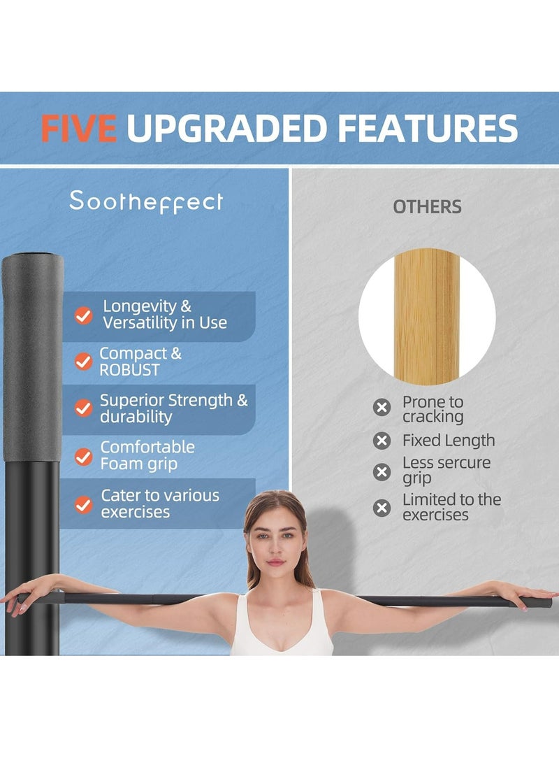 أوزيغالور عصا يوغا قابلة للتعديل، 5 أقدام من الفولاذ المتين مع 4 قضبان فولاذية ومقابض إسفنجية لللياقة البدنية وإعادة التأهيل وتحسين الوضع - Image 2