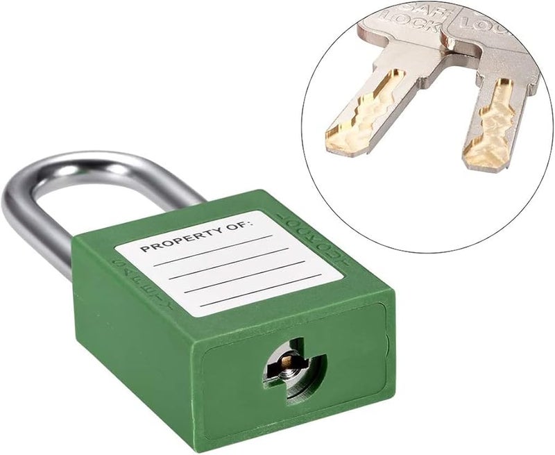Green Lockout Tagout Safety Padlock 2Pcs Steel Shackle Keyed Different 1 1 2 Inch - Image 3