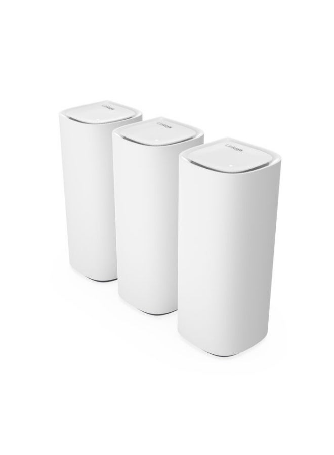 لينكسيس نظام Velop Pro 7 Mesh WiFi 7 MBE7003 - جهاز توجيه شبكي معرفي مزود بسرعات ثلاثية الموجات وأكثر من 10 جيجابت في الثانية - تغطية منزلية كاملة تصل إلى 825 مترًا مربعًا. - توصيل 600 جهاز - 3 عبوات باللون الأبيض - Image 2