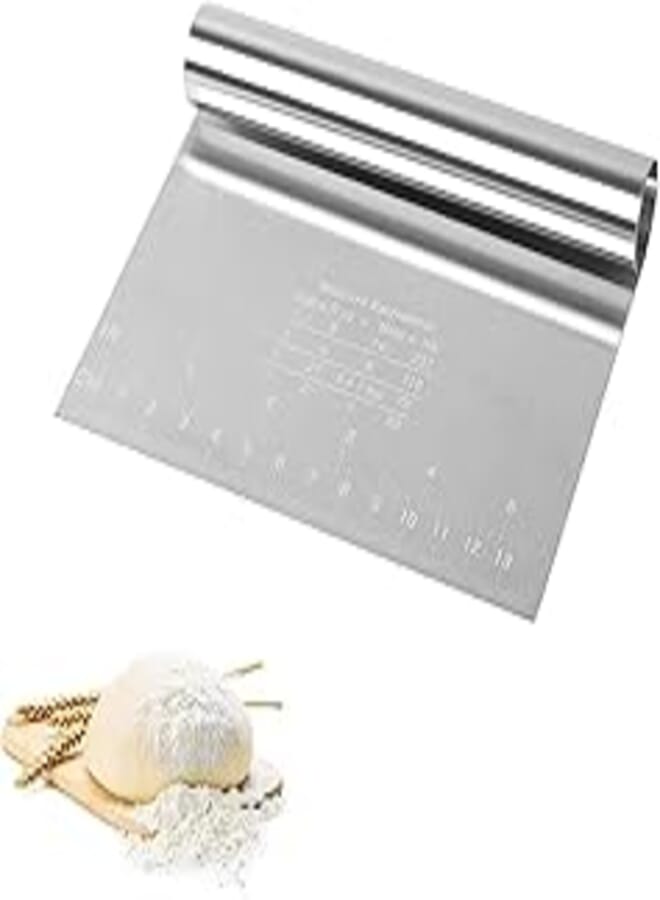 Professional Stainless Steel Dough Cutter for Pastry, Bread, Pizza and Vegetables, Versatile Cutter with Measurements