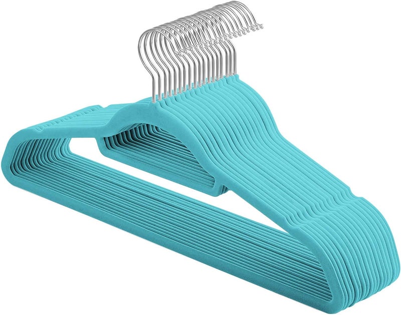 Red Dot Gift®20-Pack Teal color Non-Slip Velvet Hangers & 360 Degree Rotatable Hook - Durable & Slim - Non Slip Hangers for Coat Hangers - Pant Hangers… (Teal, 20 pack) - Image 1