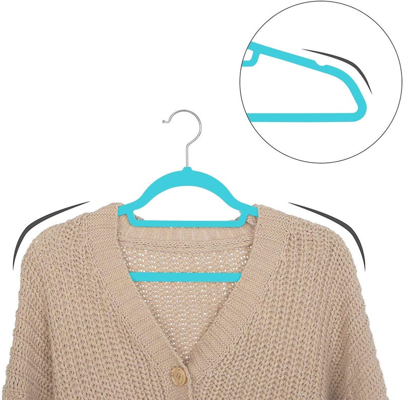 Red Dot Gift®20-Pack Teal color Non-Slip Velvet Hangers & 360 Degree Rotatable Hook - Durable & Slim - Non Slip Hangers for Coat Hangers - Pant Hangers… (Teal, 20 pack) - Image 3
