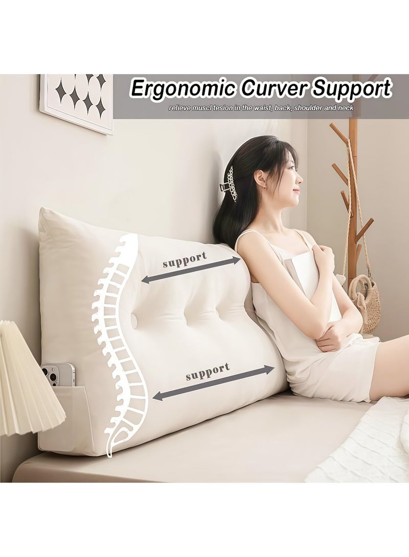 CHU DAI 180x50x20cm Reading Cushion for Bed and Sofa Wedge Cushion Sofa Lumbar Cushion Bed Cushion Back Cushion Seat Cushion Bed Chair Cushion Headboard Bed Seat Cushion Removable Cover  - Image 3