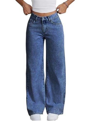 Nifty Women's Denim Stretchable High Waist Medium Wash Baggy Jeans (1477_BTA_30_Blue_30) || Back Pocket Bow tie Detail - Image 1