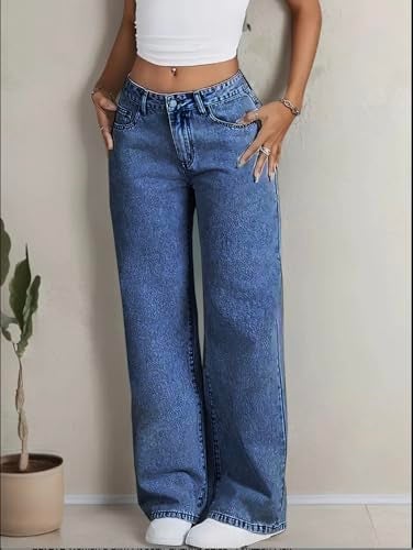 Nifty Women's Denim Stretchable High Waist Medium Wash Baggy Jeans (1477_BTA_30_Blue_30) || Back Pocket Bow tie Detail - Image 4
