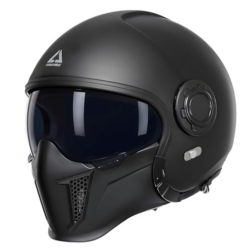TRIANGLE Full Face Motorcycle HelmetsOffRoad Motocross Helmet for Men  WomenDual Visor with Internal Tinted SunshieldOpen Face 34 Adult Racing Helmet DOT ApprovedBlackXXL