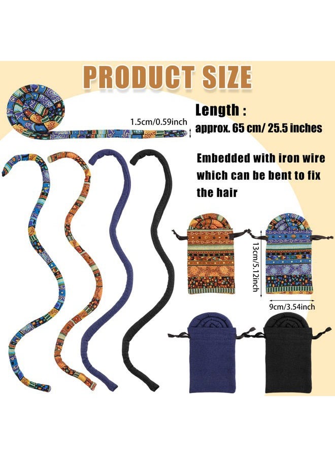 Messen 4 PCS Spiral Lock Hair Tie with 4 Bags Colorful Dreadlock Hair Ties Long Bendable Dread Bands Bohemian Ponytail Holders Loc Hair Accessories for Women Men Thick Curly Hair - Image 3