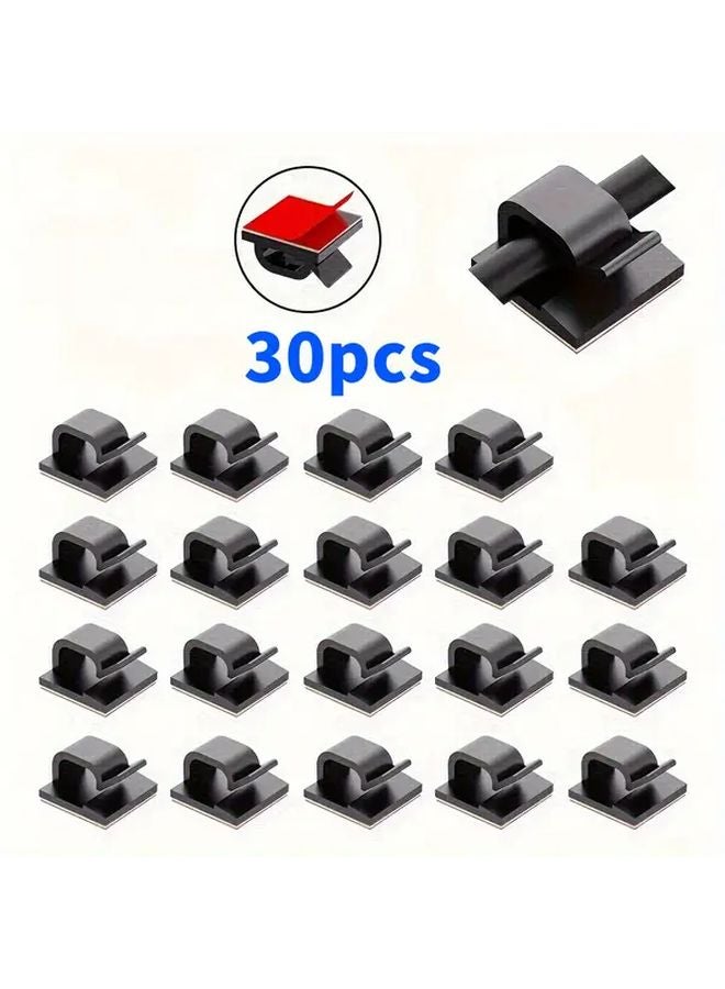 30pcs Black Adhesive Cable Clips Strong Cable Management For Car Office Home - Image 2