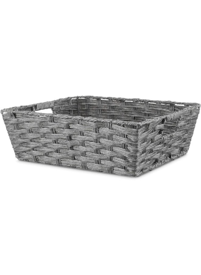 Whitmor Split Rattique Rectangular Storage Shelf Tote Smokey 5.13 x 13.13 x 15.13 Inch 5768-2711-2-SMK  - Image 1