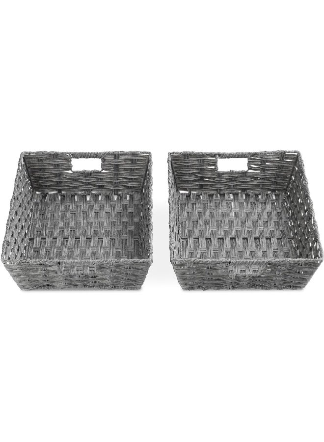 Whitmor Split Rattique Rectangular Storage Shelf Tote Smokey 5.13 x 13.13 x 15.13 Inch 5768-2711-2-SMK  - Image 3