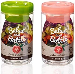 Komax Salad Bottle Set of 2, with Leak Proof Salad Sauce Dressing Case (Pink, Green) - Image 1