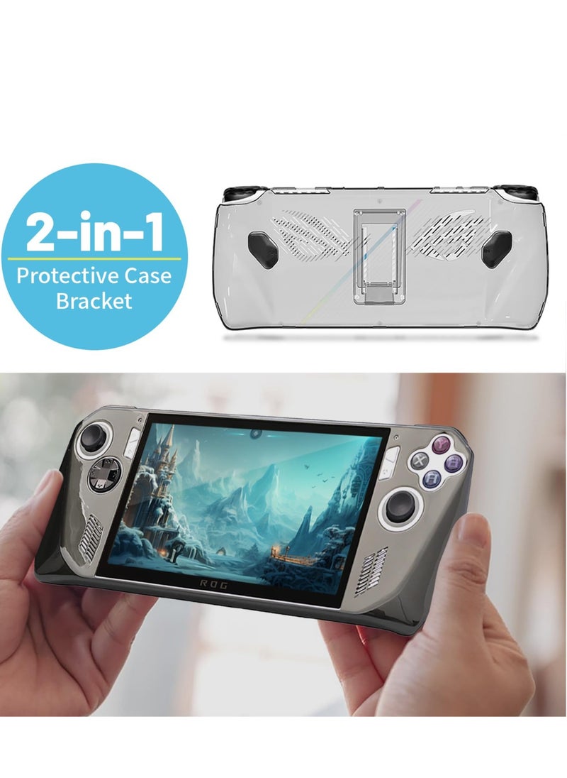 Excefore - Transparent PC Crystal Protective Case for Rog Ally with Kickstand, Shockproof Non-Slip Anti-Collision Crystal Protective Case, Suitable for Rog Ally(3PCS: 1 Protective Film +2 Tempered Film) - Image 1
