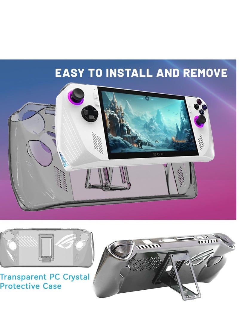Excefore - Transparent PC Crystal Protective Case for Rog Ally with Kickstand, Shockproof Non-Slip Anti-Collision Crystal Protective Case, Suitable for Rog Ally(3PCS: 1 Protective Film +2 Tempered Film) - Image 1