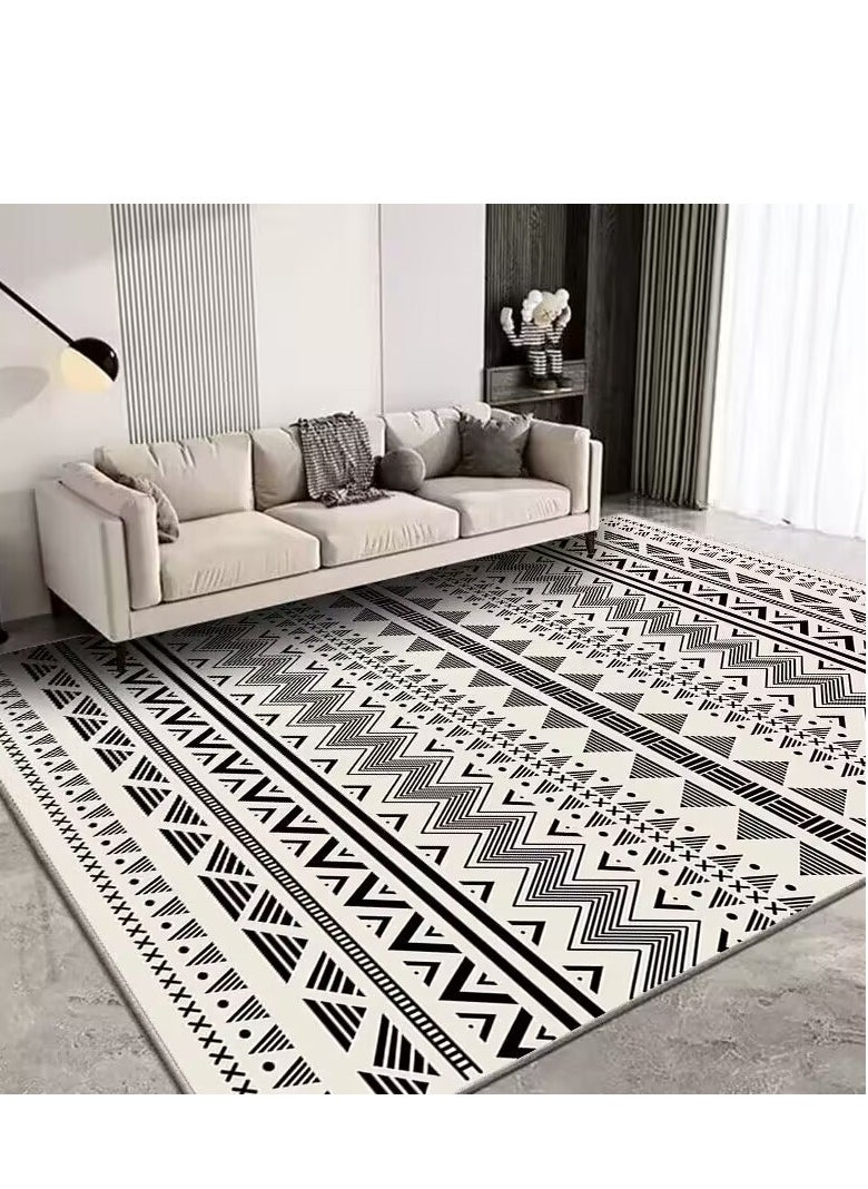 Aralifes - Rectangular Soft Touch Carpet Black/Beige 160x230cm - Image 1