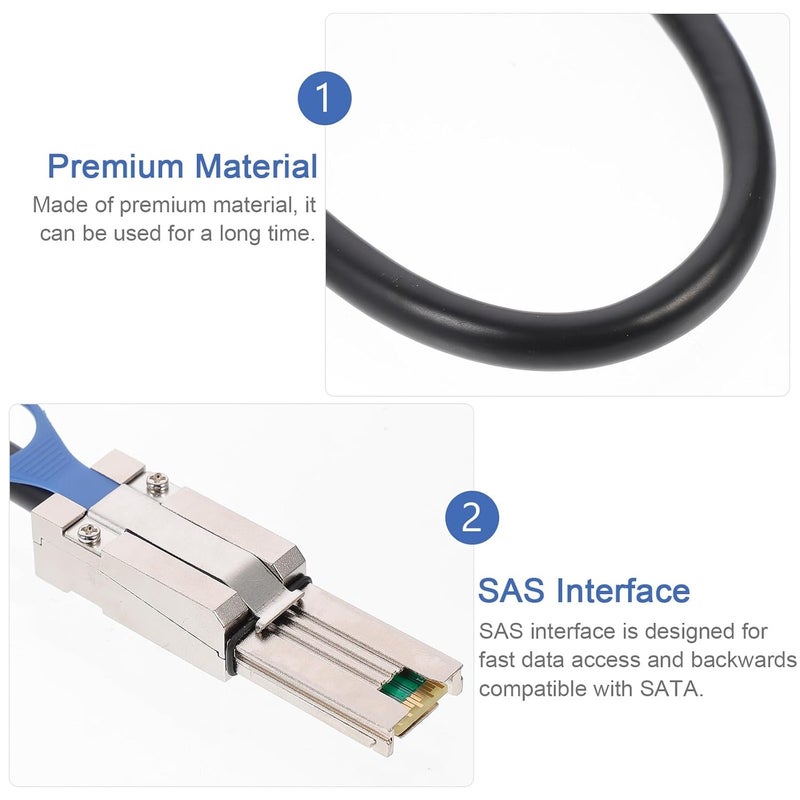 كابل نقل بيانات عالي السرعة داخلي من نوع Mini SAS Sff-8088 إلى Sff-8088 بطول 0.5 متر و 26 دبوسًا لأنظمة تخزين الخوادم ووحدات تحكم مصفوفة الأقراص. - Image 3
