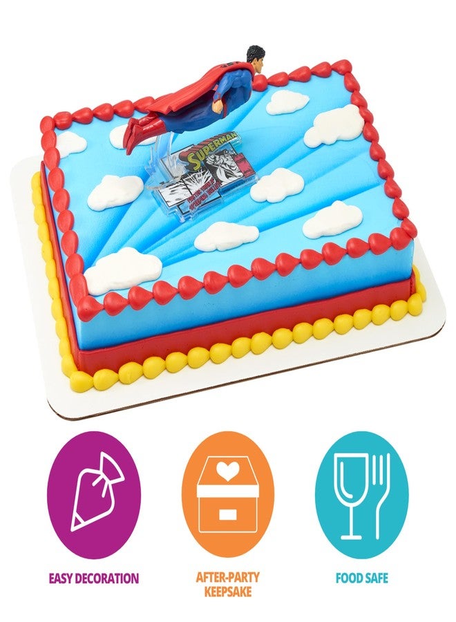 DecoPac Superman Man Of Steel Cake Topper, Superhero Flying Superman Cake Decoration, Food Safe Birthday Cake Decoration - Image 2