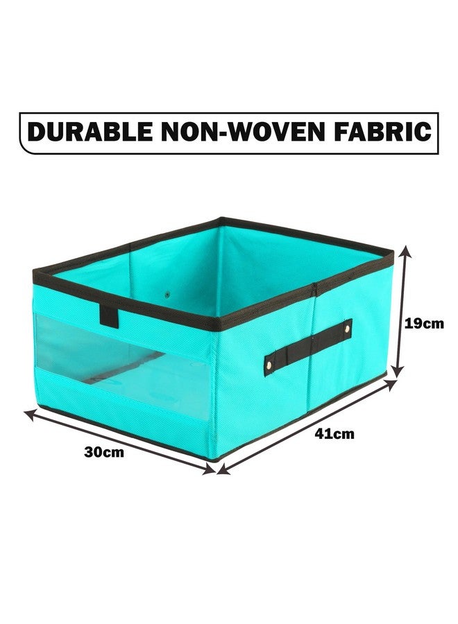 Kuber Industries (Pack of 4) Storage Box | Wardrobe Organizer | Foldable Storage Organizer with Transparent Window | Closet Drawer Organizer for Saree, Shirts, Blankets & Books | Reliance Green - Image 3