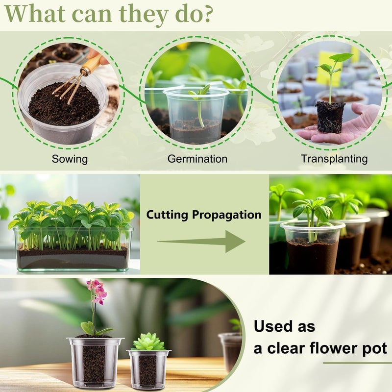 SupKing Clear Nursery Pots 5/4/3.5 Inch Plastic Seed Starter Plant Flower Pot with Drainage Holes for Transplanting Succulents Cuttings Seedlings 15 Labels (12Pcs) - Image 4