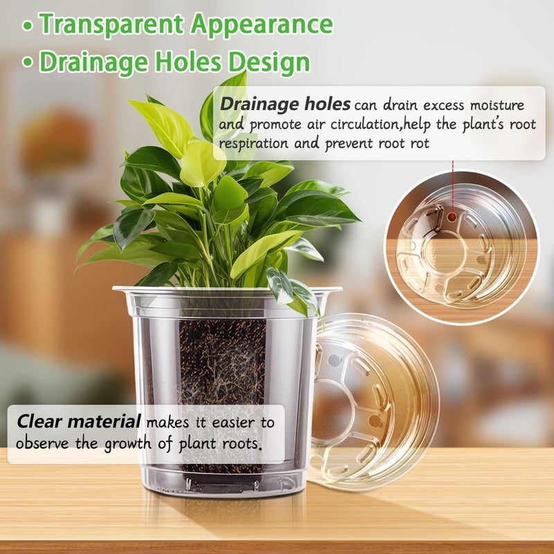 SupKing Clear Nursery Pots 5/4/3.5 Inch Plastic Seed Starter Plant Flower Pot with Drainage Holes for Transplanting Succulents Cuttings Seedlings 15 Labels (12Pcs) - Image 3