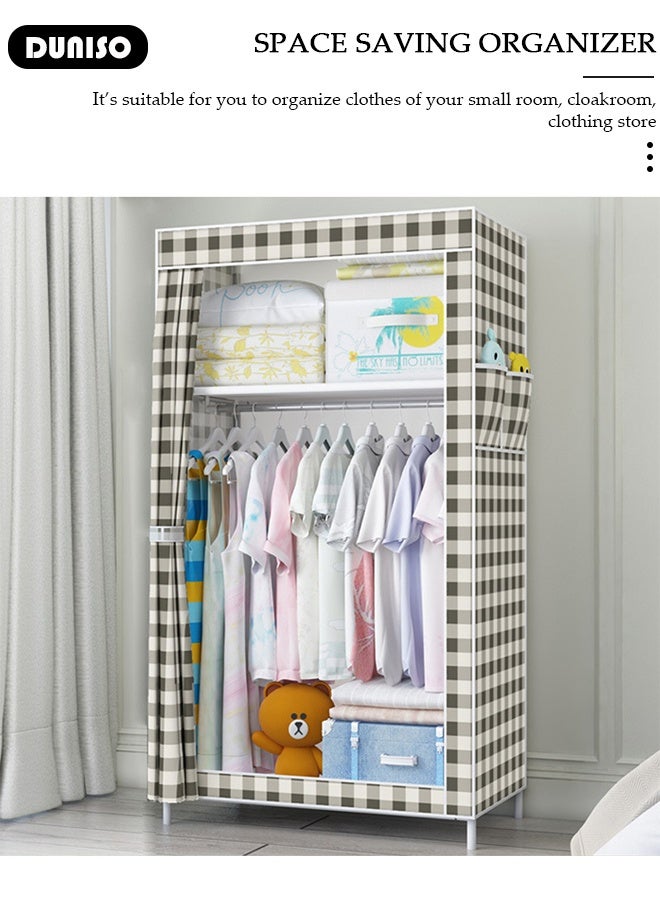 DUNISO Portable Wardrobe Clothes Storage Organizer, Non-Woven Fabric Wardrobe for Clothing,Simple Cloth Wardrobe Cabinet Large Capacity Foldable Clothes Wardrobe Closet - Image 2