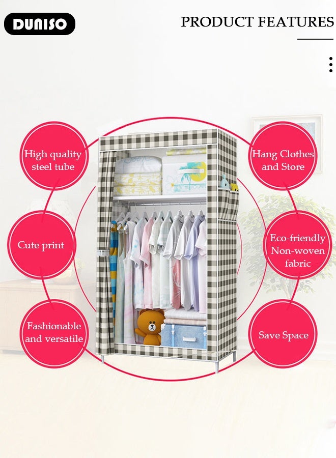 DUNISO Portable Wardrobe Clothes Storage Organizer, Non-Woven Fabric Wardrobe for Clothing,Simple Cloth Wardrobe Cabinet Large Capacity Foldable Clothes Wardrobe Closet - Image 4