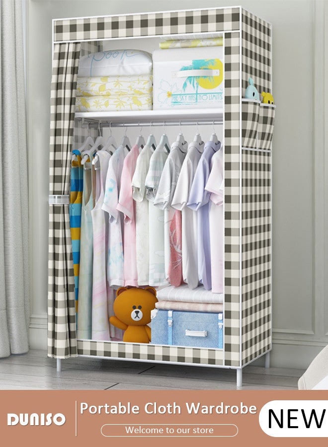 DUNISO Portable Wardrobe Clothes Storage Organizer, Non-Woven Fabric Wardrobe for Clothing,Simple Cloth Wardrobe Cabinet Large Capacity Foldable Clothes Wardrobe Closet - Image 1