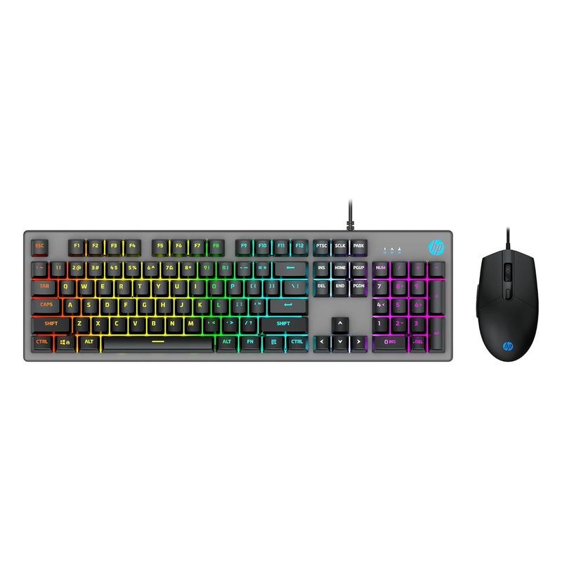 HP KM300F Wired USB Gaming Keyboard and Mouse Set, Membrane Backlit, 26 Keys Anti-Ghosting, 3 LED Indicators & 3D 6K USB Mouse with 6400DPI,Six-Speed Cyclic Resolution Switching, Black - Image 1