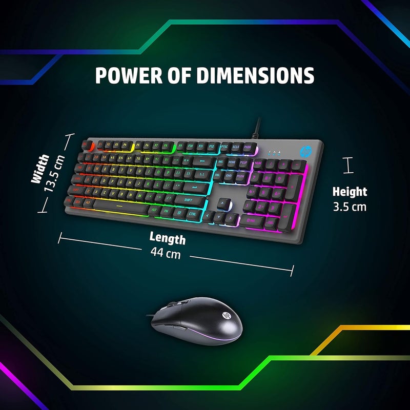 HP KM300F Wired USB Gaming Keyboard and Mouse Set, Membrane Backlit, 26 Keys Anti-Ghosting, 3 LED Indicators & 3D 6K USB Mouse with 6400DPI,Six-Speed Cyclic Resolution Switching, Black - Image 3