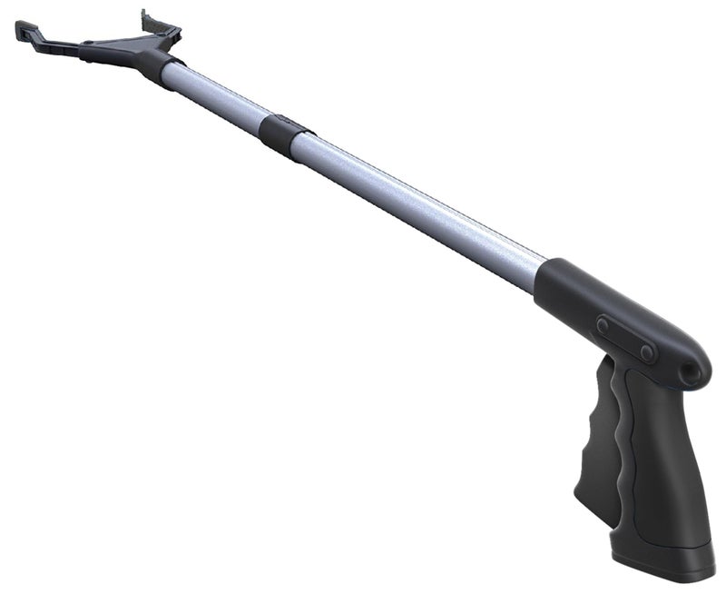 FitPlus 2024 Upgrade PowerGrip T9 Grabber Reacher Tool Wide Jaw Foldable Steel Cable with 96 Grip Points for Firm Grip 32 with Magnet Black 32 Inch