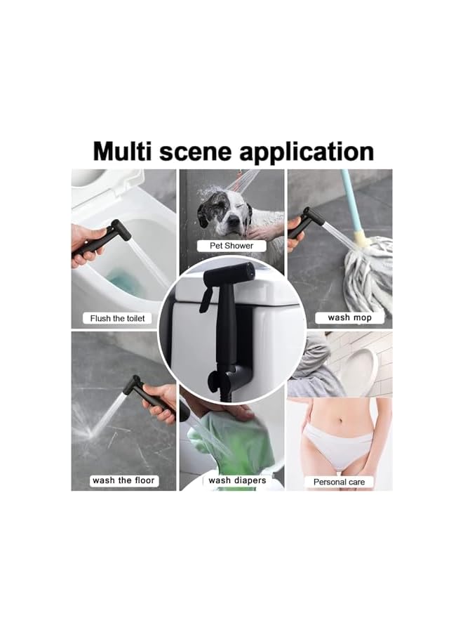 The Bros Black Bidet Sprayer for Toilet, 2pcs Handheld Bidet Sprayer Cloth Bathroom Diaper Sprayer for Kitchen and Toilet Cleaning,Adjustable Water Pressure Jet Sprayer for Toilet Water Spray - Image 3