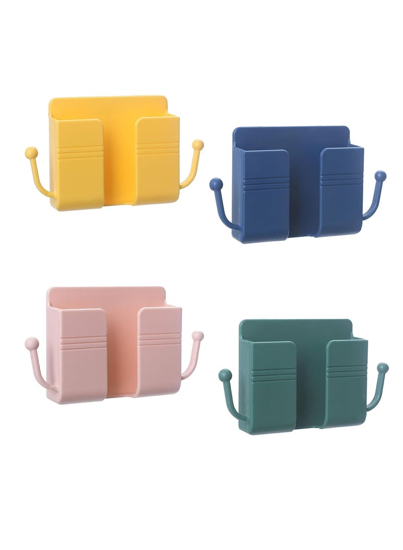 حامل هاتف مثبت على الحائط مع صندوق تخزين لوحدة التحكم عن بعد مزود بخطاف - منظم متعدد الأغراض للمنزل والمكتب - Image 1