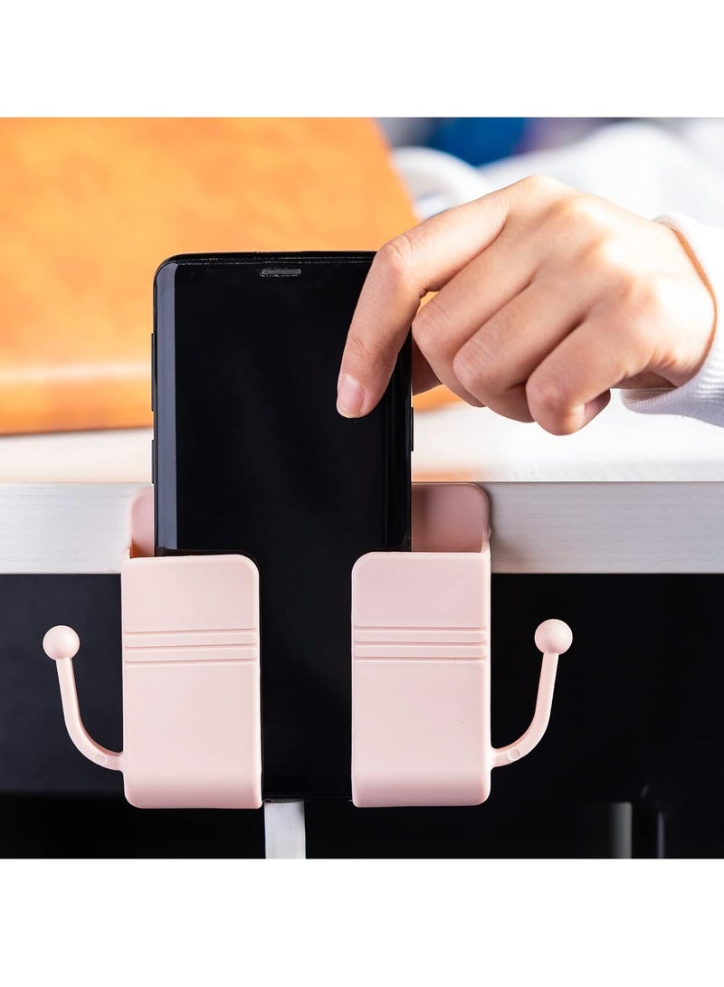 حامل هاتف مثبت على الحائط مع صندوق تخزين لوحدة التحكم عن بعد مزود بخطاف - منظم متعدد الأغراض للمنزل والمكتب - Image 3
