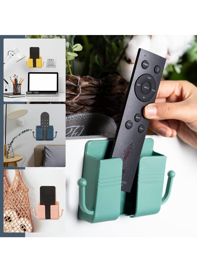 حامل هاتف مثبت على الحائط مع صندوق تخزين لوحدة التحكم عن بعد مزود بخطاف - منظم متعدد الأغراض للمنزل والمكتب - Image 4