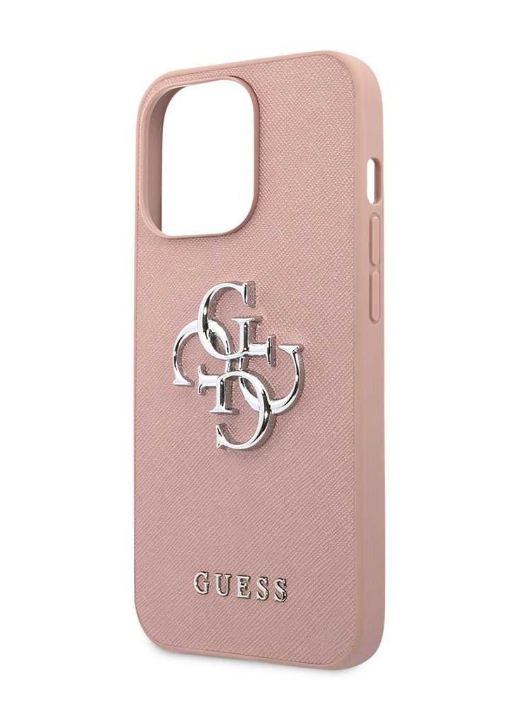 GUESS PU Saffiano Case With Big 4G Silver Logo For iPhone 13 Pro (6.1") - Pink - Image 3