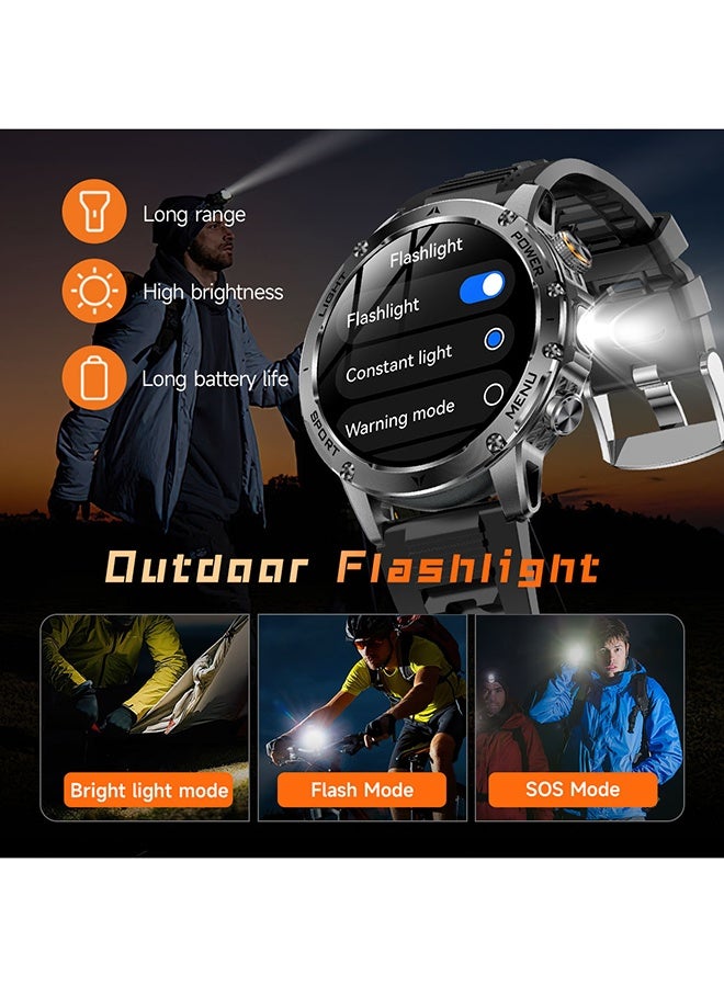 RollsTimi  Smart Watches for Men with Bluetooth Call, 1.7" HD Waterproof Smartwatch with Flashlight, 100+ Sport Modes, 1000mAh Sleep Monitor Fitness Tracker for Android iOS - Image 2