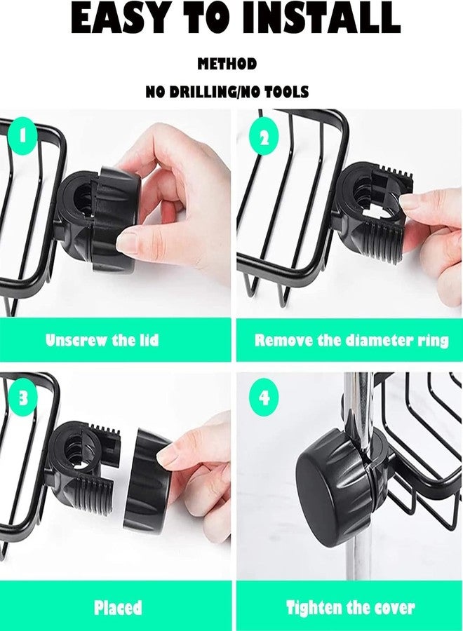 MIXEN Kitchen Faucet Sponge Holder Detachable Faucet Storage Rack Space Aluminum Hanging Faucet Drain Rack Sponge Holder Kitchen Sink Organizer for Sponge Soap Scrubbers (Black) - Image 3