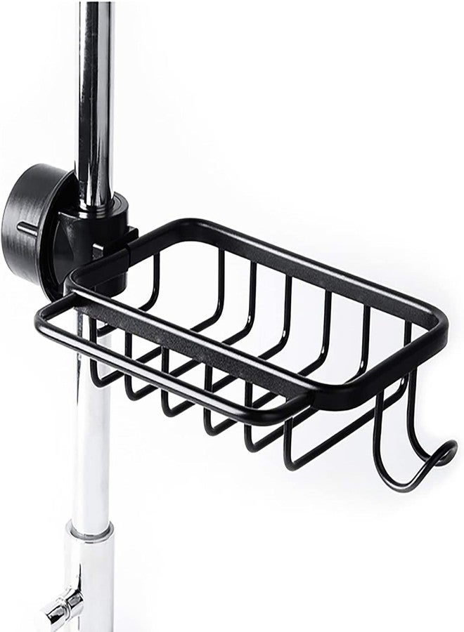MIXEN Kitchen Faucet Sponge Holder Detachable Faucet Storage Rack Space Aluminum Hanging Faucet Drain Rack Sponge Holder Kitchen Sink Organizer for Sponge Soap Scrubbers (Black) - Image 1