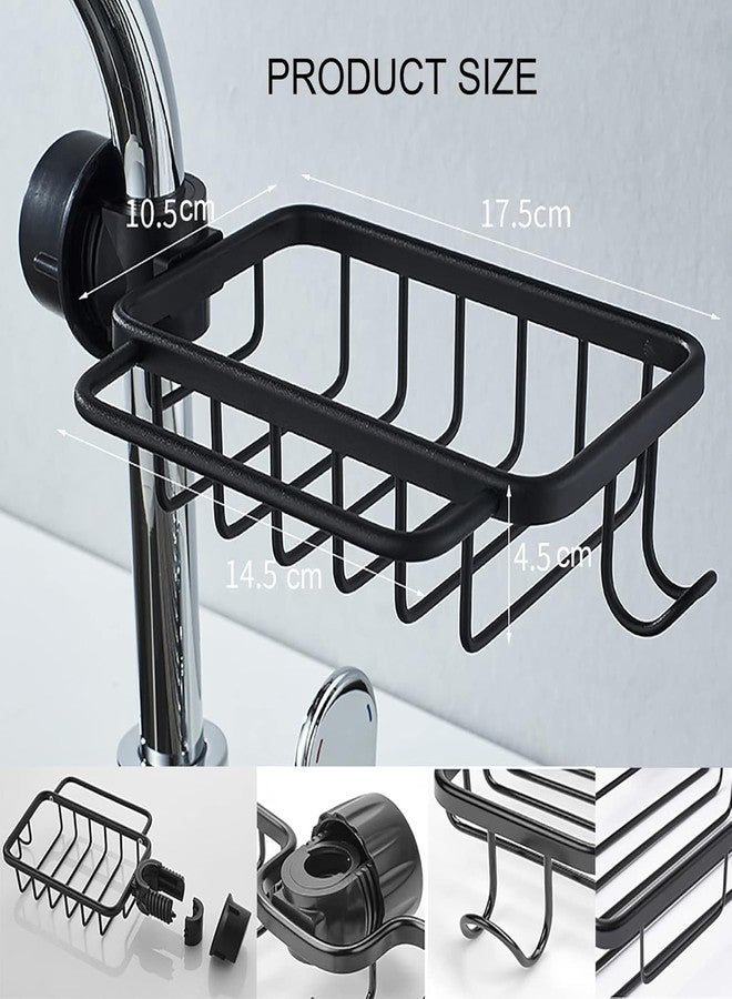 MIXEN Kitchen Faucet Sponge Holder Detachable Faucet Storage Rack Space Aluminum Hanging Faucet Drain Rack Sponge Holder Kitchen Sink Organizer for Sponge Soap Scrubbers (Black) - Image 5