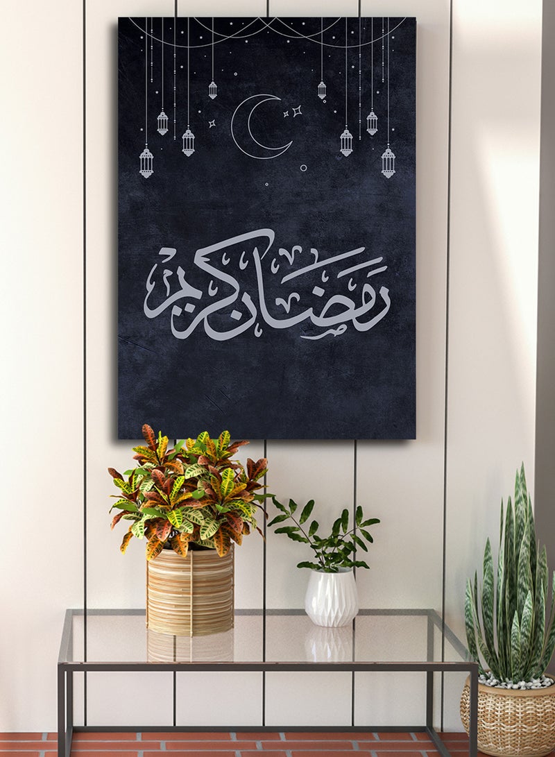 لوحة كانفاس على إطار خشبي بتصميم رمضان كريم مع هلال رمضان - Image 5