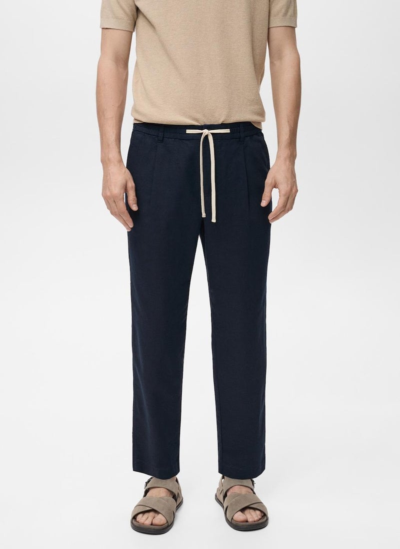 Mango Man Slim-fit trousers with drawstring - Image 1