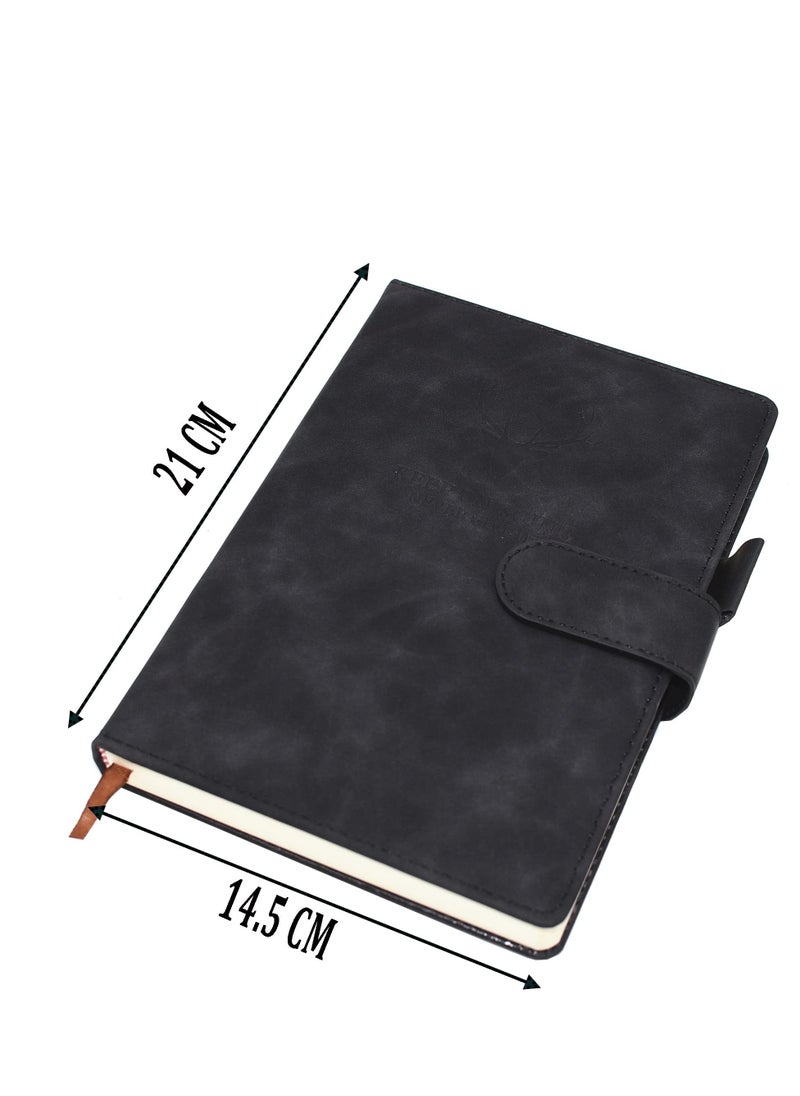 A5 Notebook Journal Notepad Note Book, 360 Pages Faux Leather Hardcover Notebooks with Pen Loop, Black