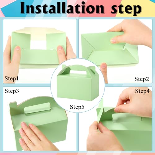 Skyygemm 24 Pcs Christmas Gable Gift Box Colorful Paper Candy Snack Goodie Cake Treat Boxes for Birthday Wedding Fall Party Favors, 6 x 3.5 x 3.5 Inch(Pastel) - Image 4