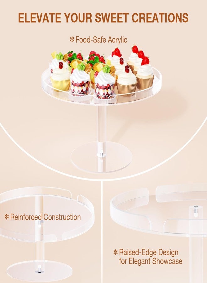 Bakzon Acrylic Cupcake Stand, Clear Dessert Dessert Table Display Set, Cupcake Tower Holder Display with Base for Wedding, Party, Baby Shower, 3 Set Round, Transparent - Image 3