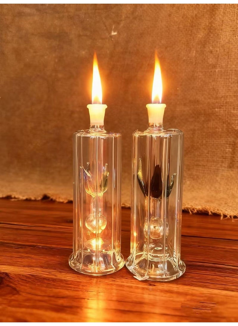 شيانغ مي مصباح زيت زجاجي ممتاز مقاوم للحرارة، زجاجة مزهرية زجاجية مصنوعة من مادة البورسليكات عالية الجودة للاستخدام طويل الأمد، مزهرية زجاجية شفافة (لون عشوائي) - Image 3