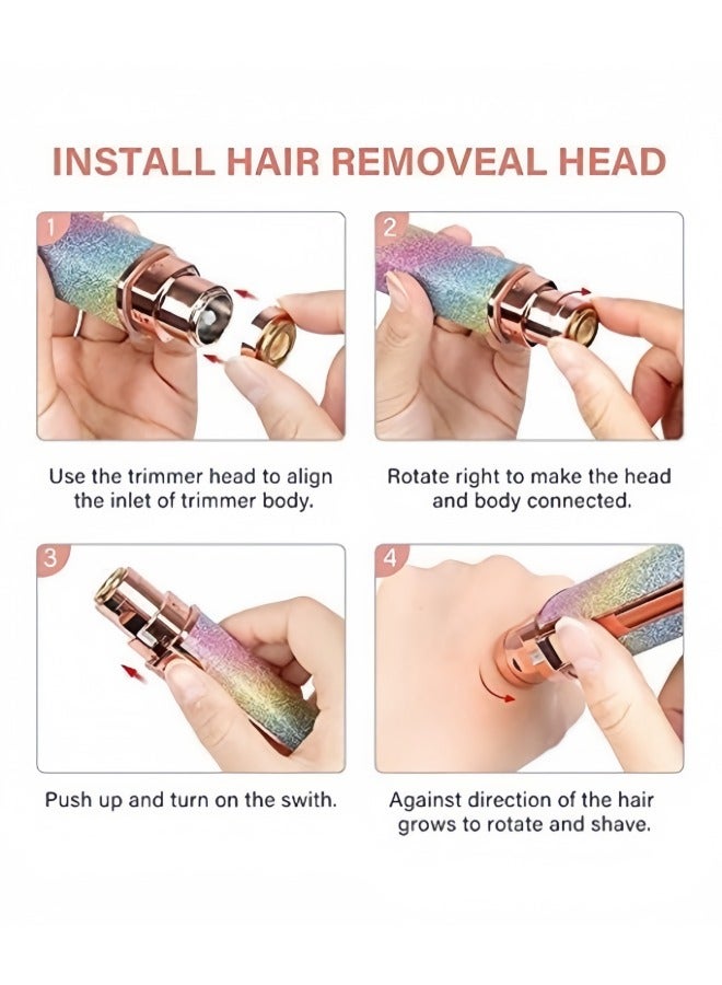 سوبرسو أداة إزالة شعر الوجه وقص الحواجب، أداة إزالة شعر الحواجب 2 في 1 وإزالة الشعر بدون ألم، ماكينة حلاقة لإزالة شعر الوجه والحاجب والشفتين والأنف والجسم للنساء مع ضوء LED مدمج  - Image 4